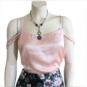 Amanda Uprichard Pink Satin Tank Top